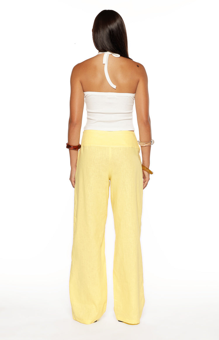 Alamara Yellow Floral Detail Wide Leg Pants — 28