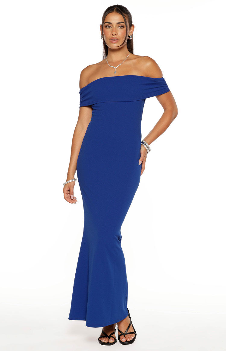 Amabella Cobalt Blue Crepe Maxi Dress — 2