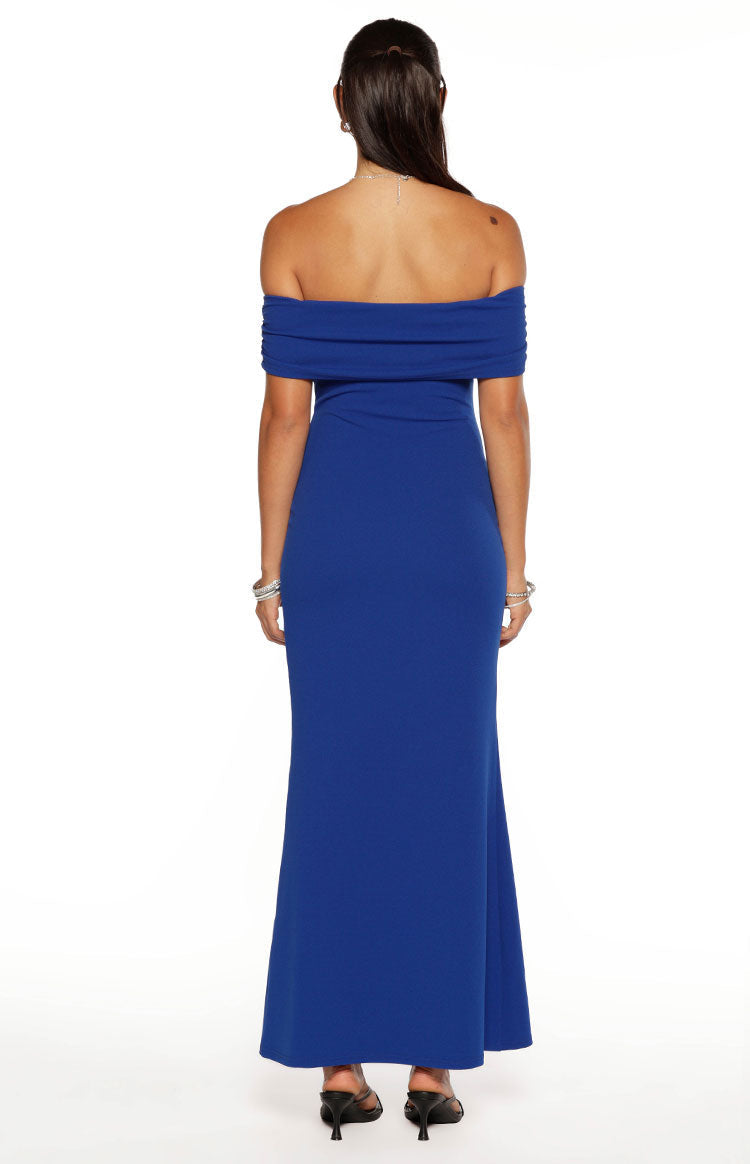 Amabella Cobalt Blue Crepe Maxi Dress — 7