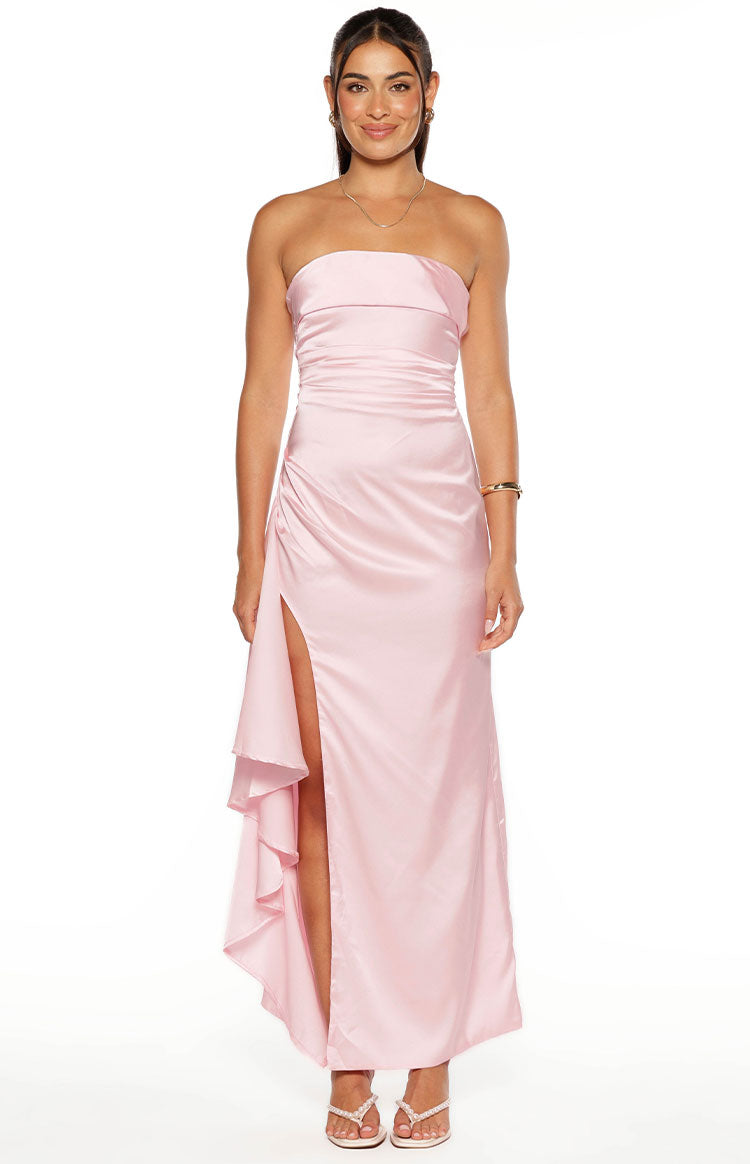 Merlo Light Pink Strapless Formal Maxi Dress — 1