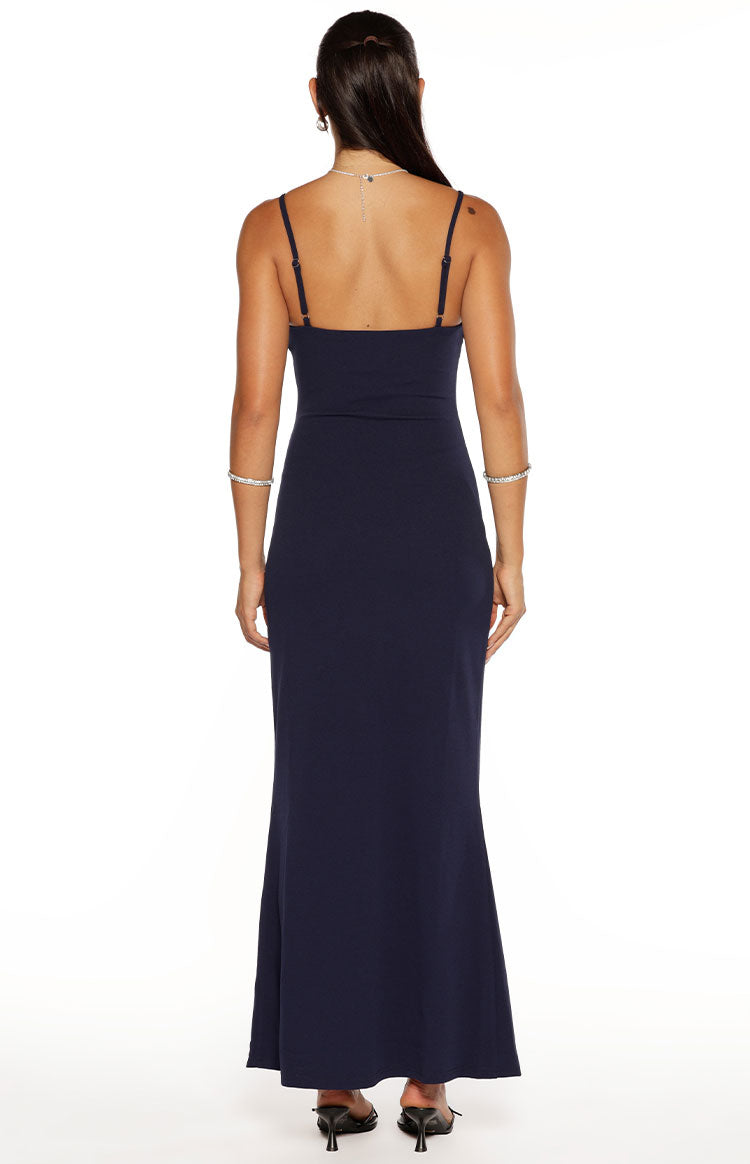 Gracy Navy Crepe Formal Maxi Dress — 6