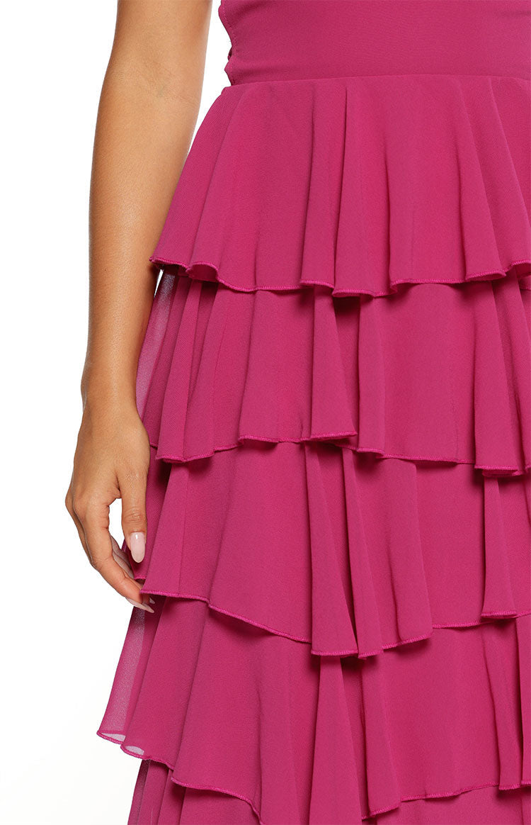 Kim Fuchsia Strapless Ruffle Maxi Dress — 8