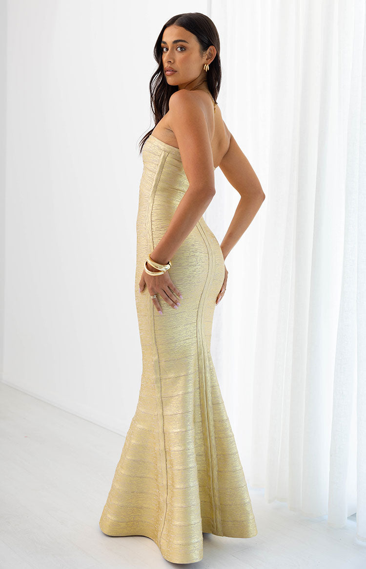 Amanda Gold Bandage Strapless Formal Maxi Dress — 14