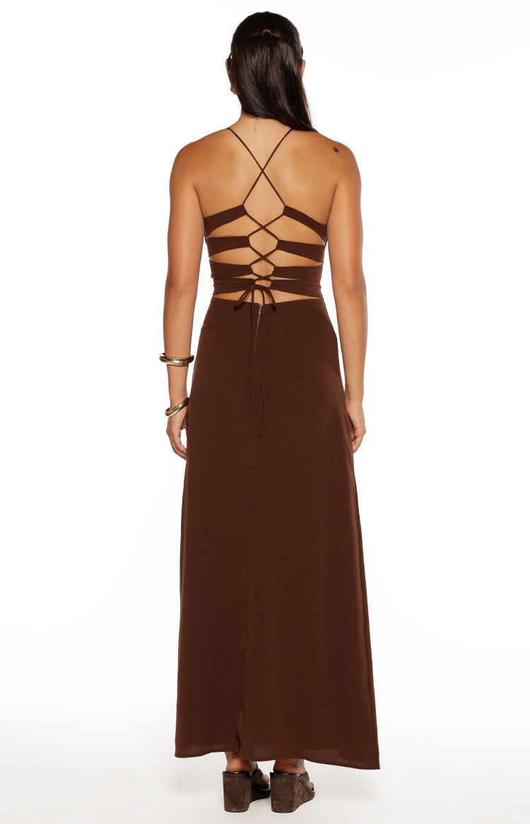 La Jolla Brown V-Neck Maxi Dress — 6