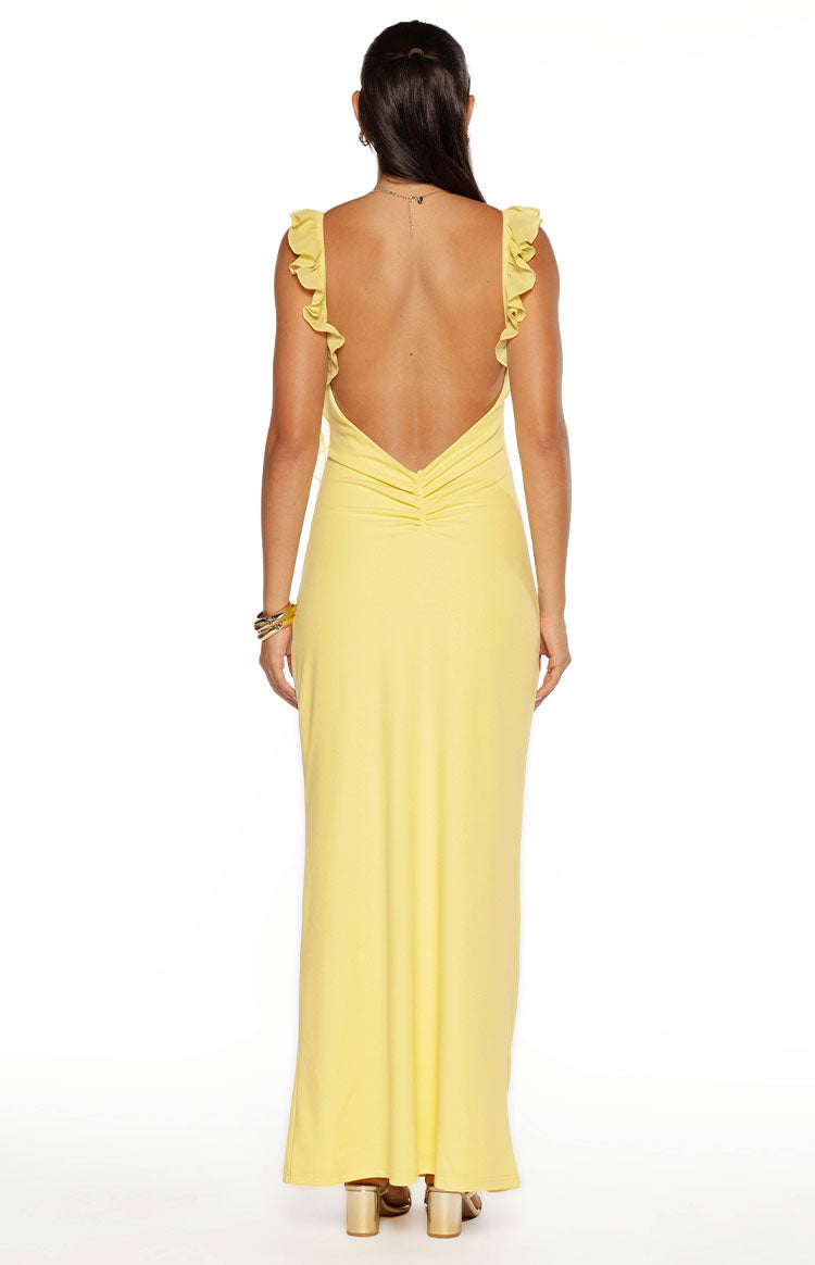 Paolma Yellow Ruffle Formal Maxi Dress — 7