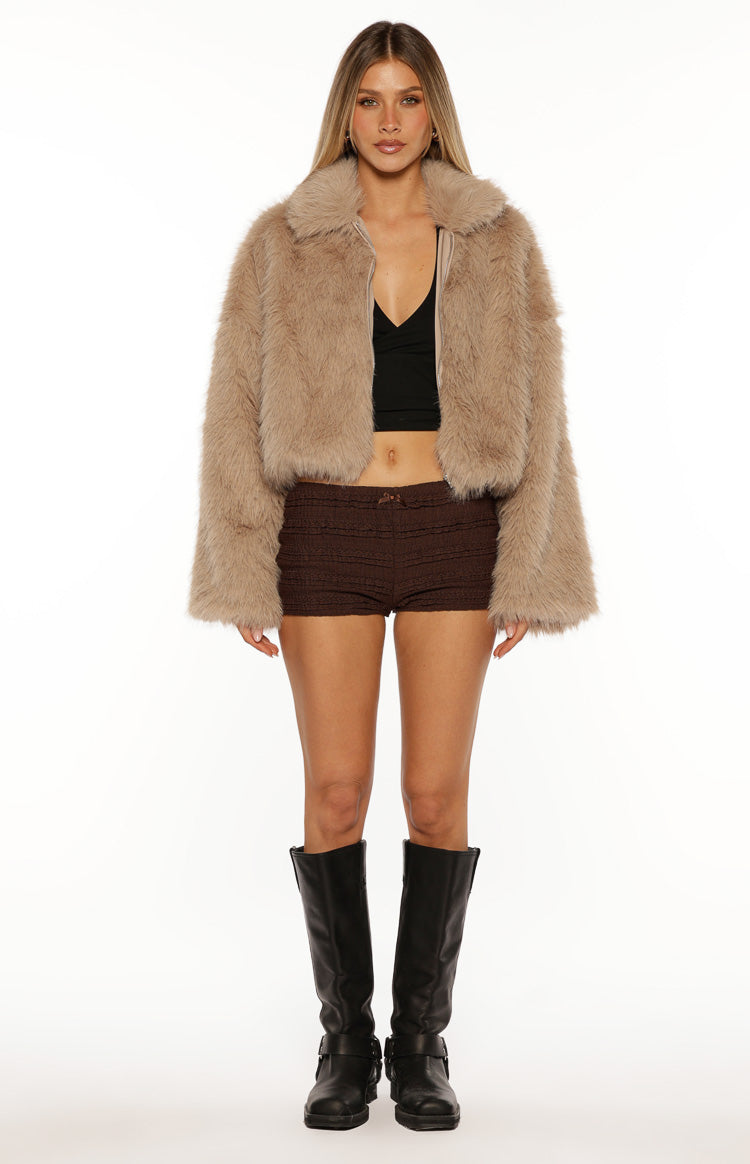 Nero Light Brown Faux Fur Jacket — 4