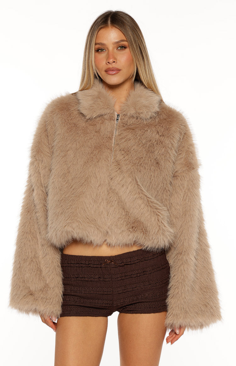 Nero Light Brown Faux Fur Jacket — 5