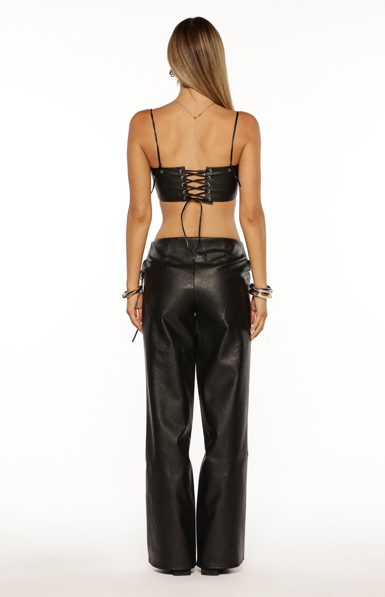 Joyner Black PU Leather Crop Top — 9