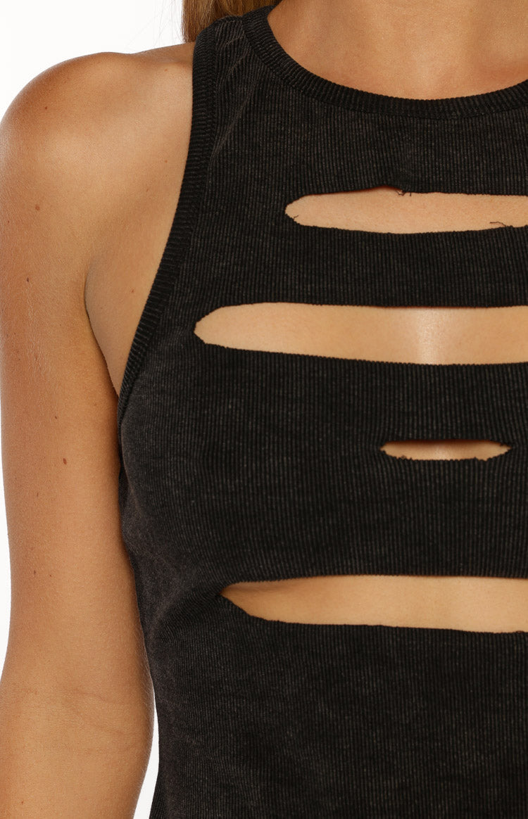 Informal Black Wash Cut Out Tank — 8