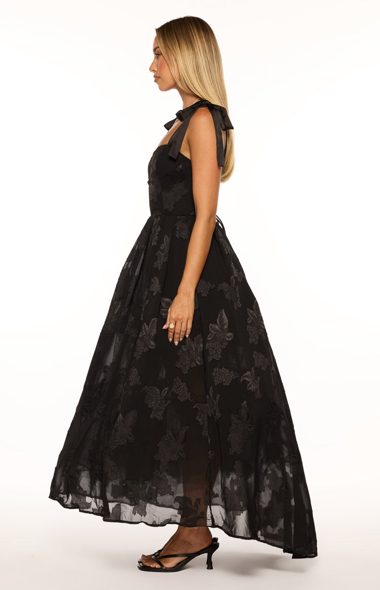 Lily Black Tie Shoulder Formal Maxi Dress — 3