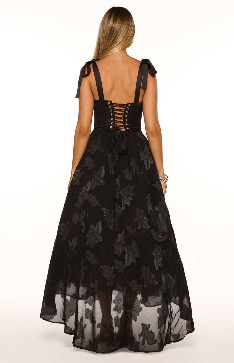 Lily Black Tie Shoulder Formal Maxi Dress — 4