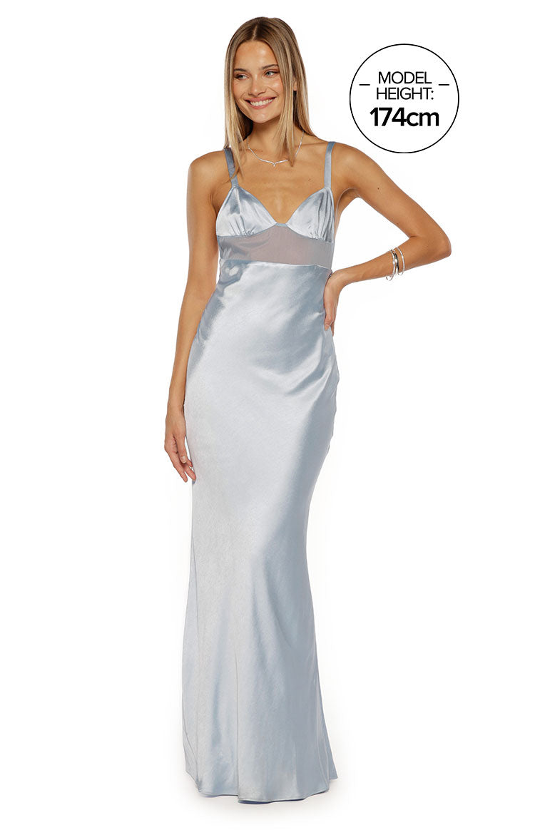 Ava Light Blue Satin Formal Maxi Dress — 7