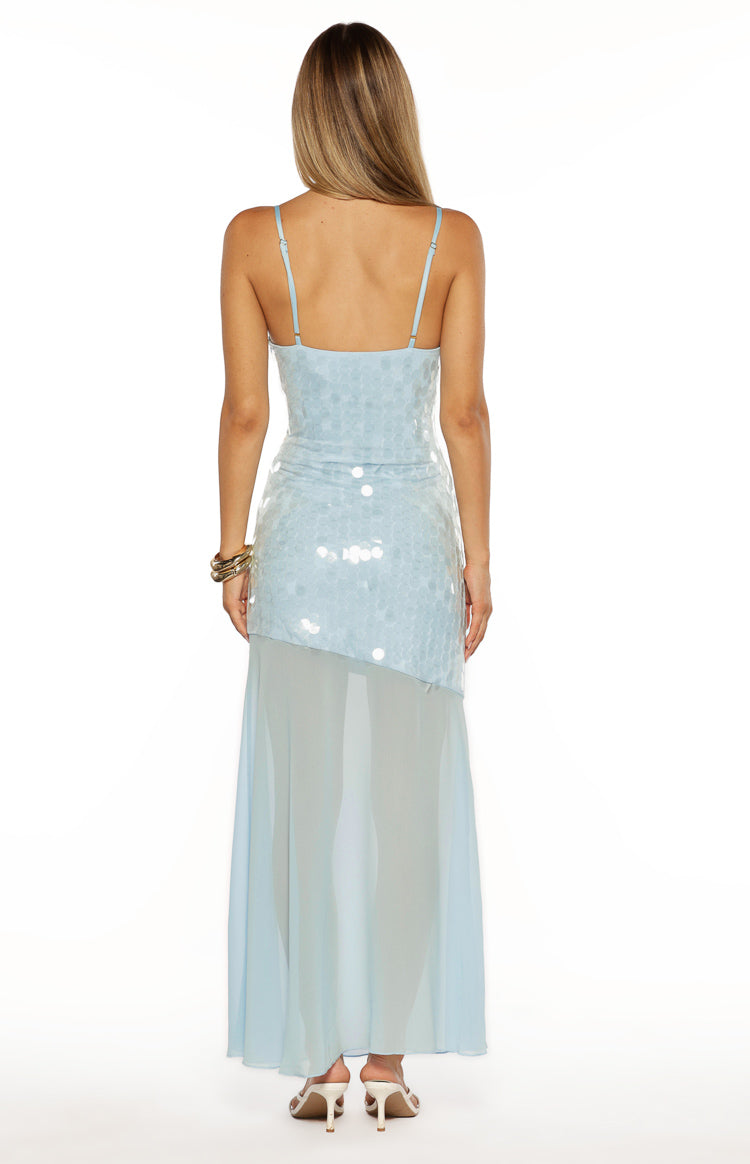Belinda Light Blue Sequin Maxi Dress — 4