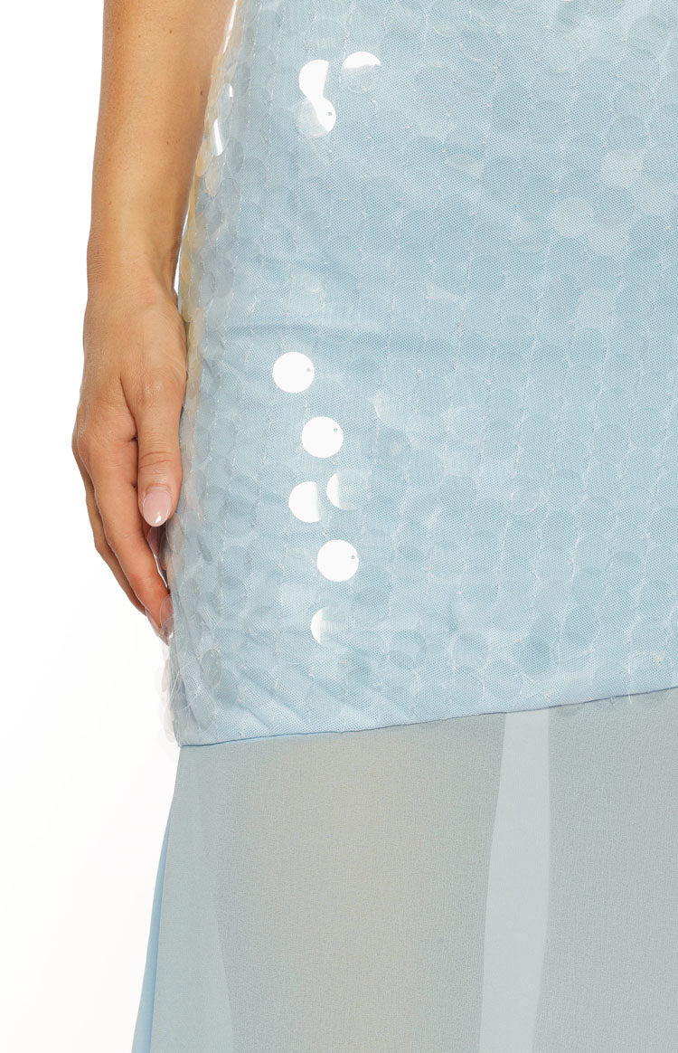 Belinda Light Blue Sequin Maxi Dress — 5