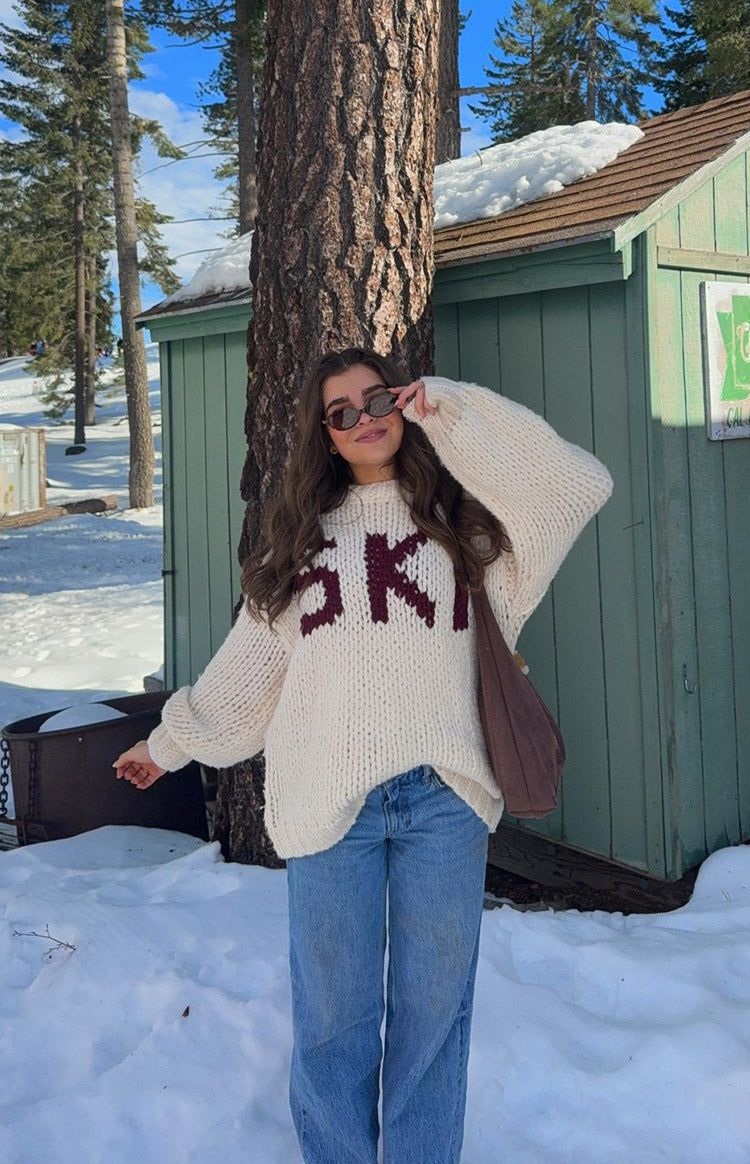 Jasmine Ski Cream Jacquard Chunky Knit Sweater — 2