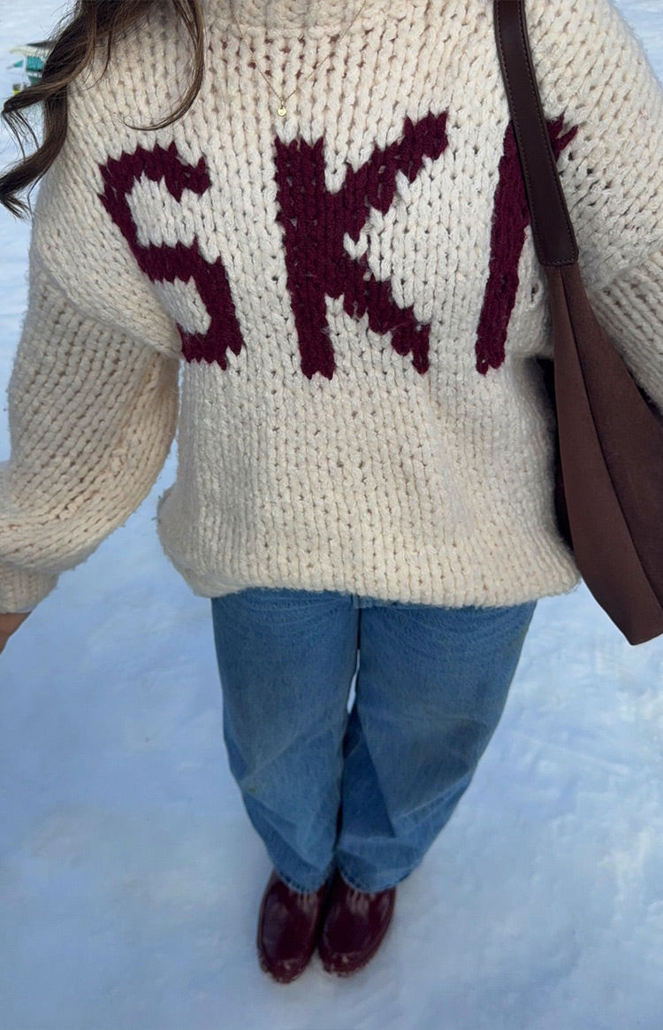 Jasmine Ski Cream Jacquard Chunky Knit Sweater — 3