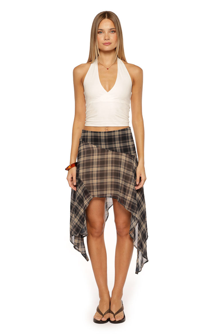 Khalea Blue Plaid Hanky Hem Midi Skirt — 7