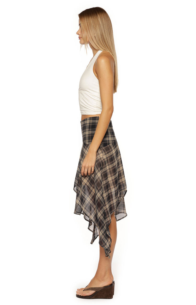 Khalea Blue Plaid Hanky Hem Midi Skirt — 8