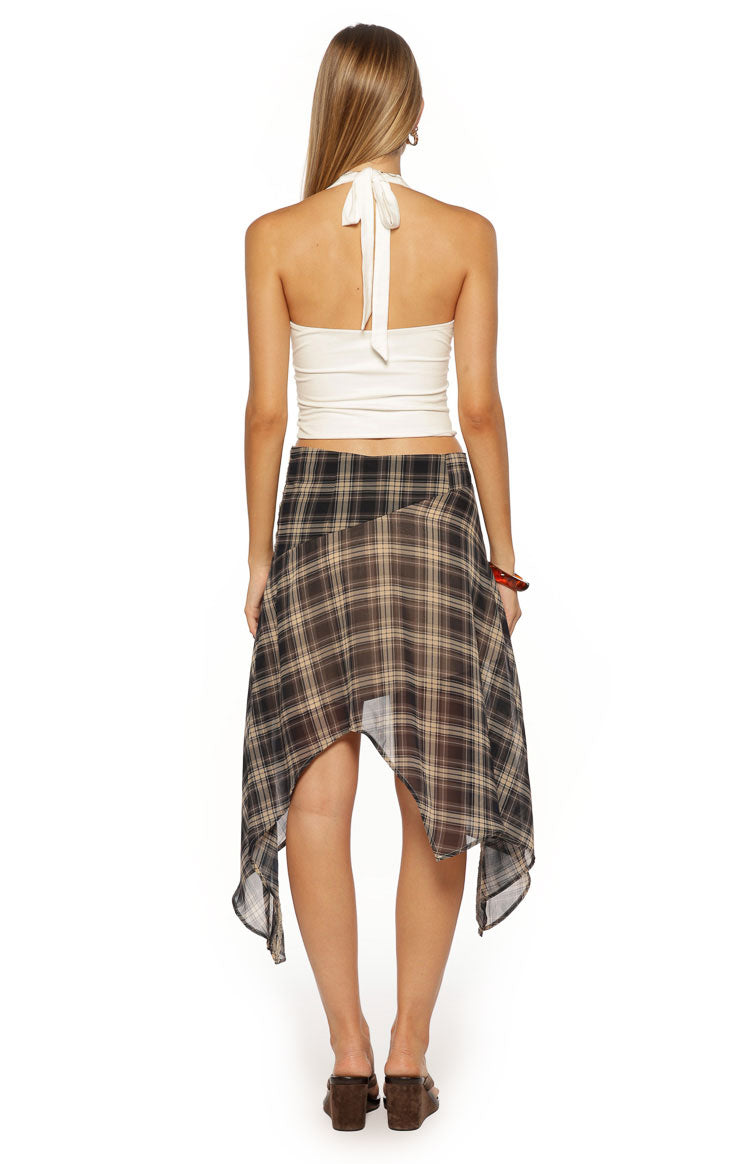 Khalea Blue Plaid Hanky Hem Midi Skirt — 9