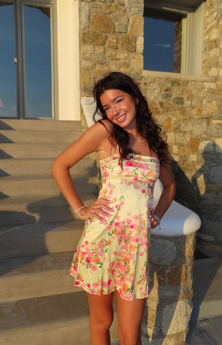 Chantell Yellow Bloom Mini Dress — 1