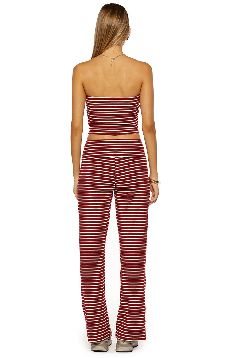 Vaeda Burgundy Stripe Strapless Tube Top — 5