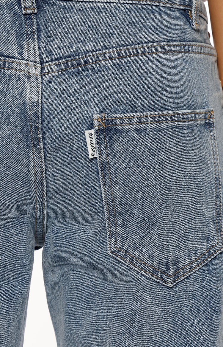 Charli Mid Wash Denim Studded Low Waist Baggy Leg Jeans — 7