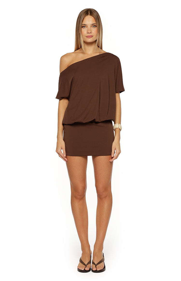 Bisou Brown Off Shoulder Mini Dress — 8