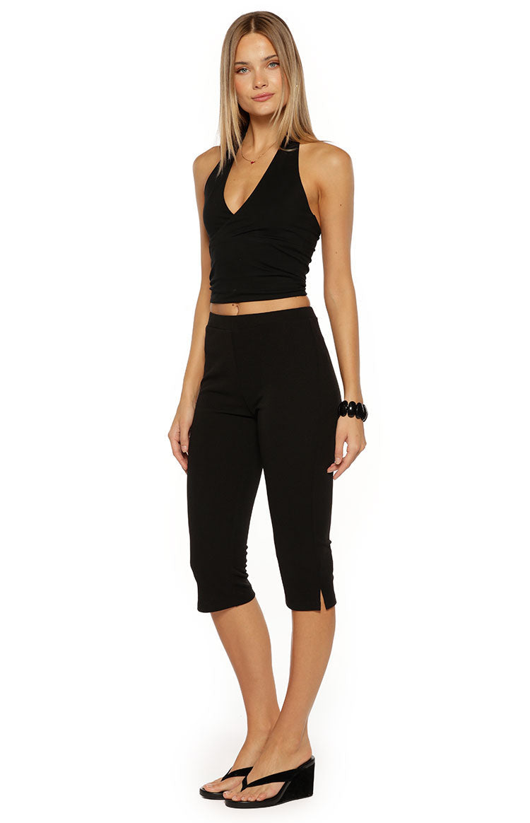 City Lights Black Jersey Capri Pants — 8