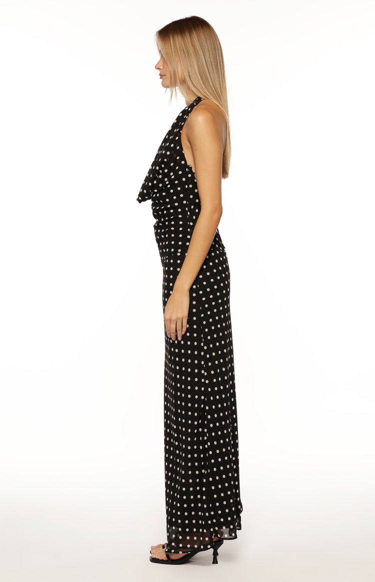 North Black Polka Dot Cowl Neck Maxi Dress — 6