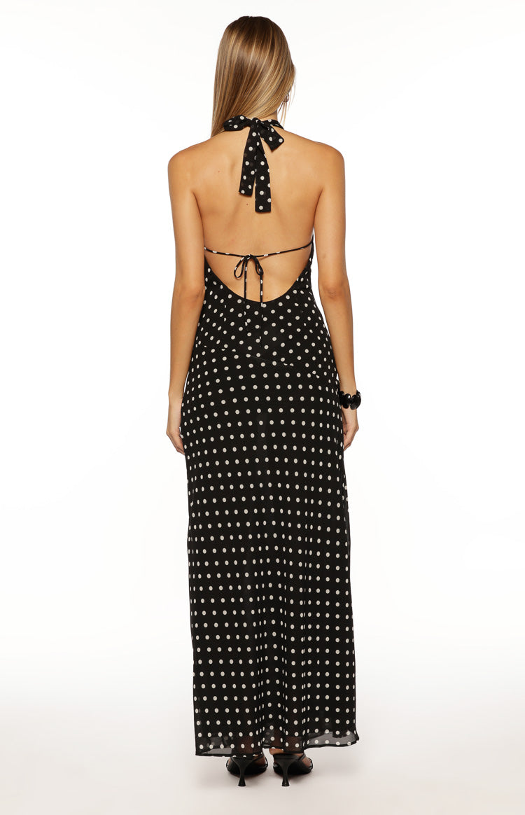 North Black Polka Dot Cowl Neck Maxi Dress — 7