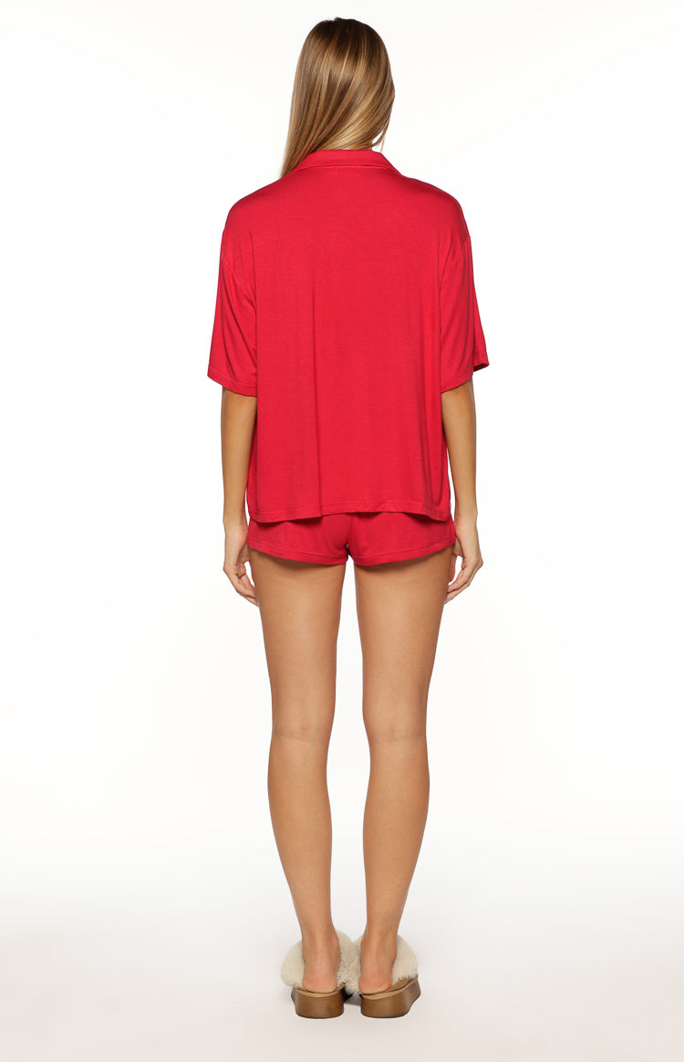 Jamey Burgundy Mini Pajama Shorts — 7