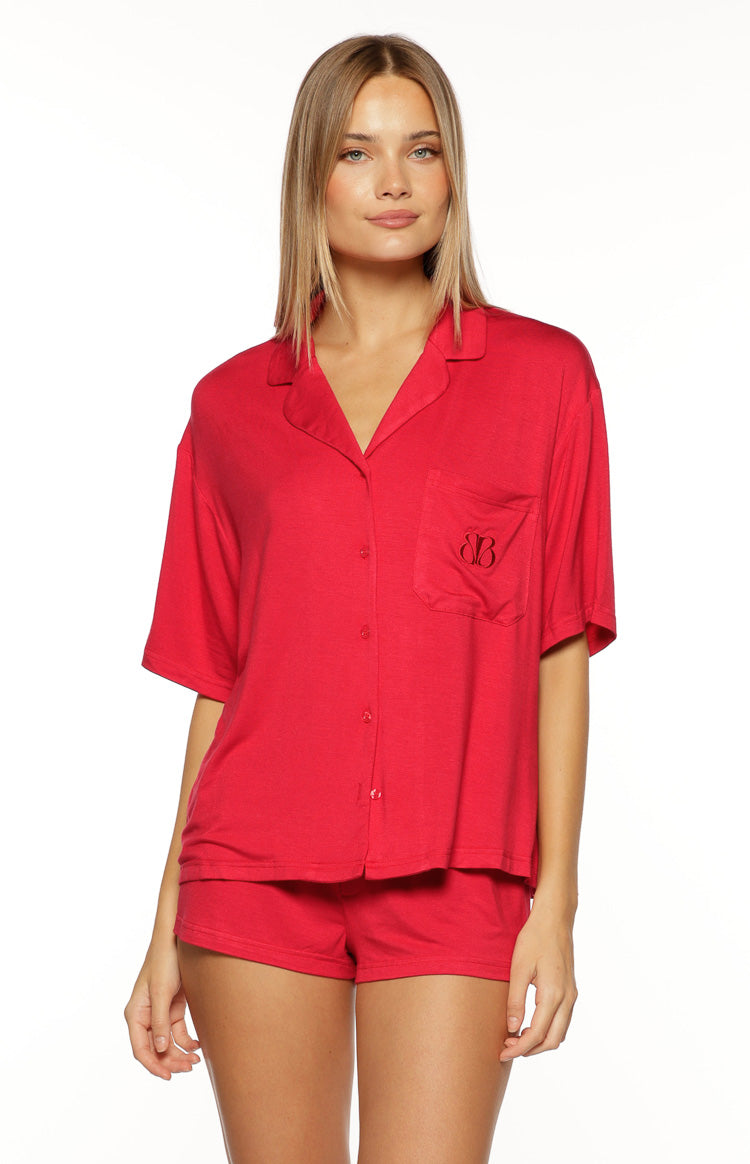 Jamey Burgundy Pajama Shirt — 1