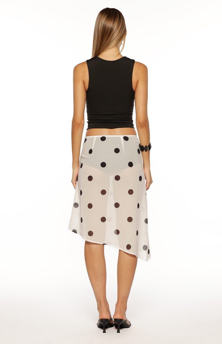 Jordan White Polka Dot Sheer Midi Skirt — 7