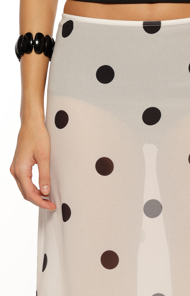 Jordan White Polka Dot Sheer Midi Skirt — 8