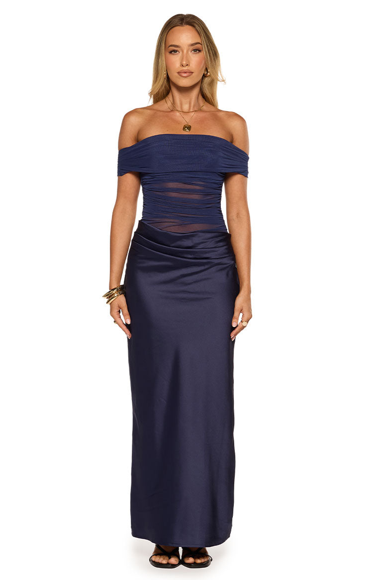 Jamilla Navy Off Shoulder Formal Maxi Dress — 2