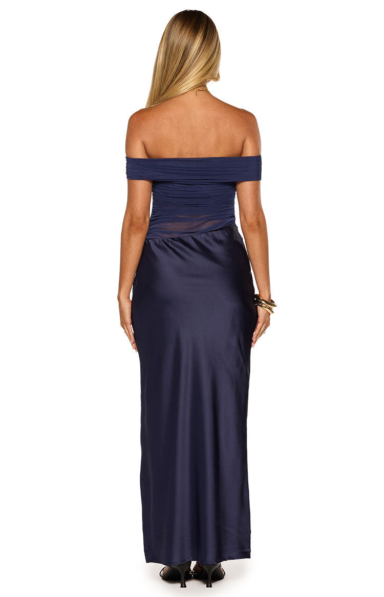 Jamilla Navy Off Shoulder Formal Maxi Dress — 4