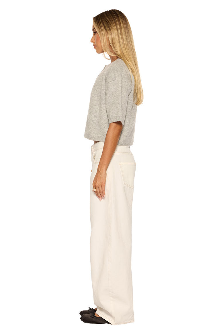 Aurelia Light Grey Short Sleeve Cropped Cardigan — 10
