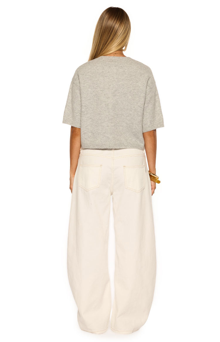 Aurelia Light Grey Short Sleeve Cropped Cardigan — 11