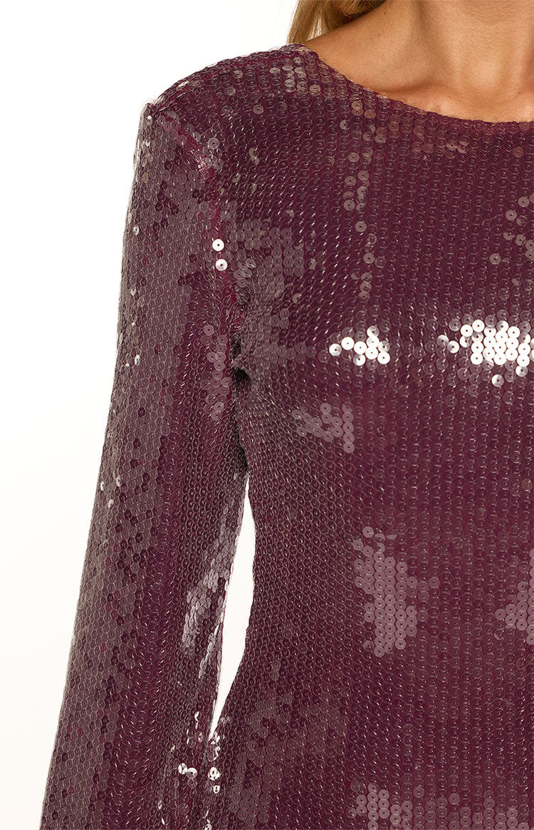 Steevy Purple Sequin Long Sleeve Mini Dress — 6