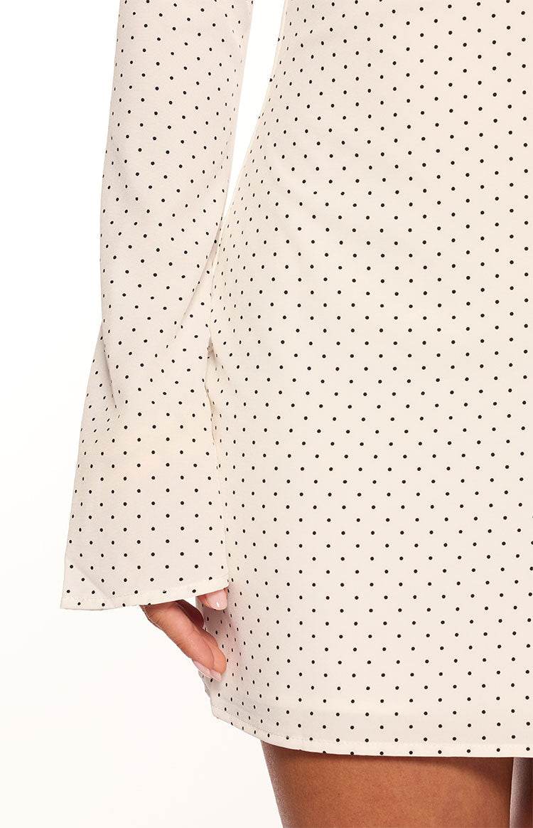 Winston White Polka Dot Long Sleeve Mini Dress — 8