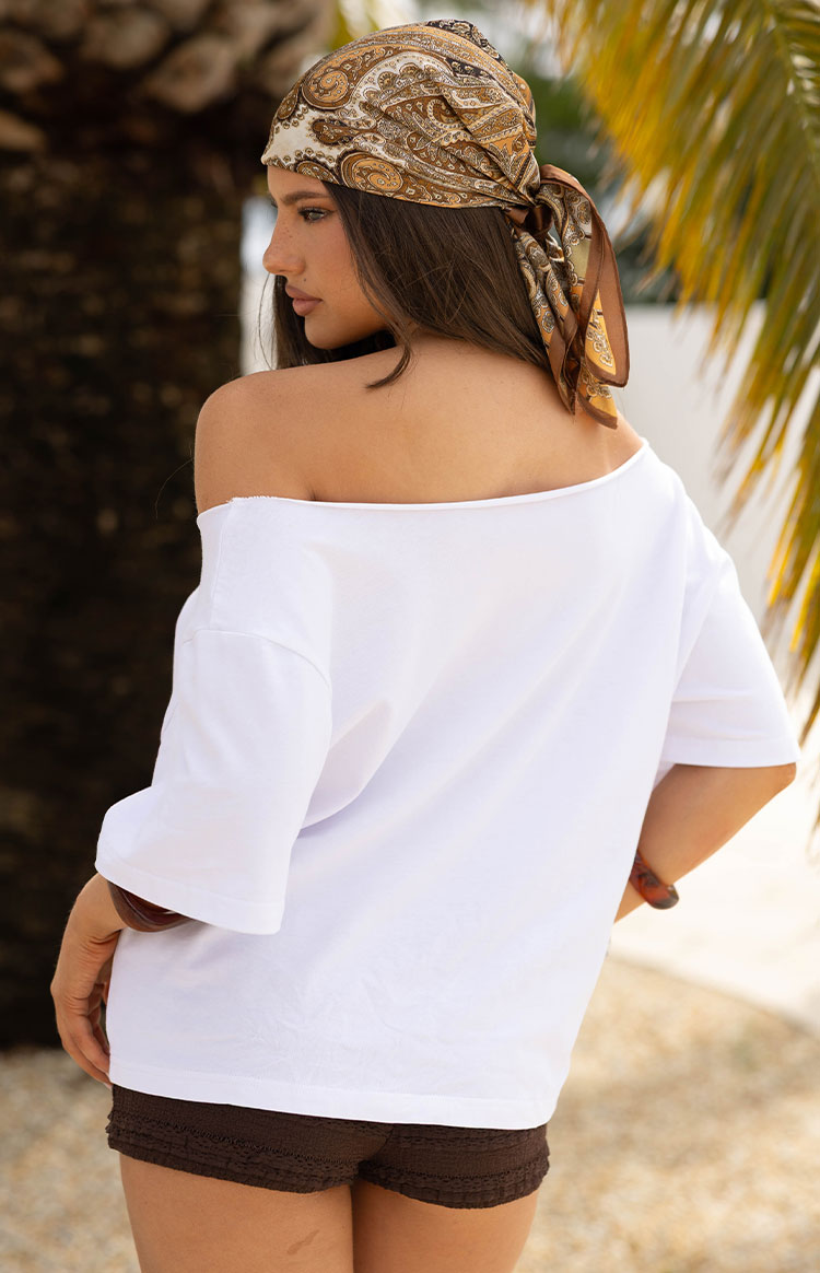 Henrie White Off Shoulder Boxy Tee — 5