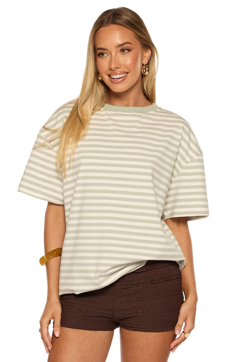 Alba Sage Stripe Oversized Tee — 3
