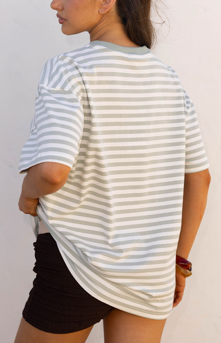 Alba Sage Stripe Oversized Tee — 4