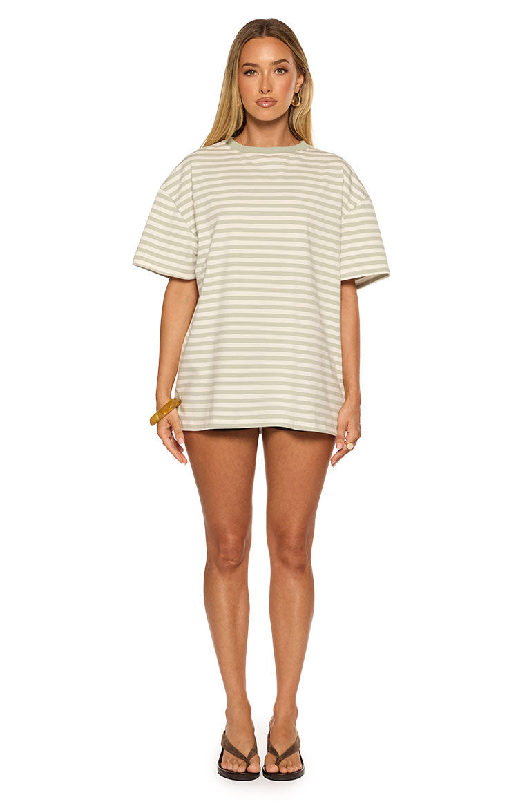Alba Sage Stripe Oversized Tee — 5