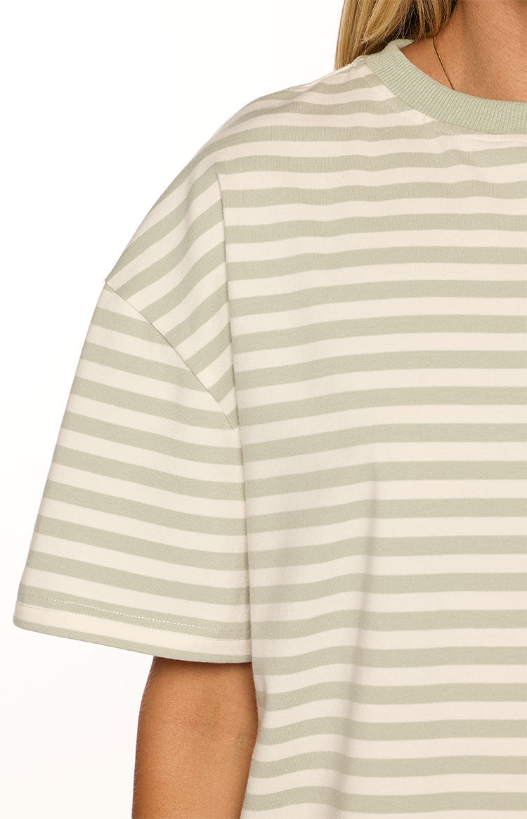 Alba Sage Stripe Oversized Tee — 8
