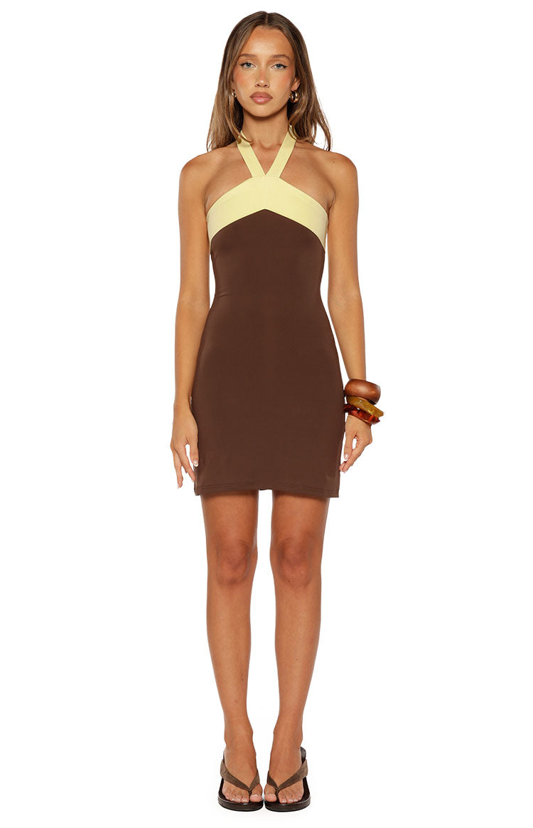 Avenue Brown Contrast Jersey Mini Dress — 7