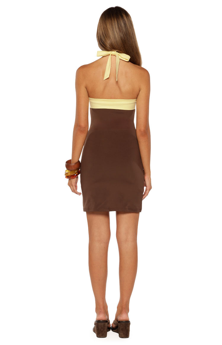 Avenue Brown Contrast Jersey Mini Dress — 9
