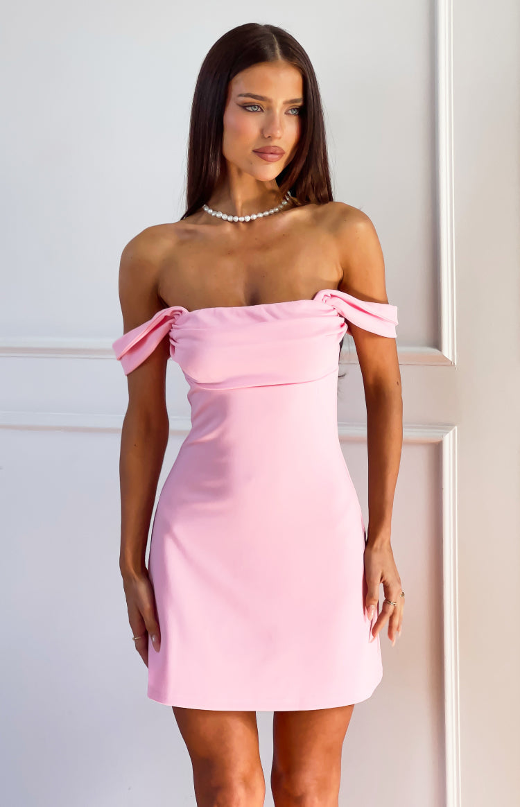 Zoella Pink Off The Shoulder Crepe Mini Dress — 3