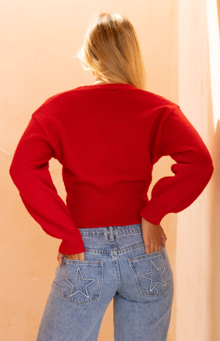Janda Red Knit Oversized Cardigan — 13