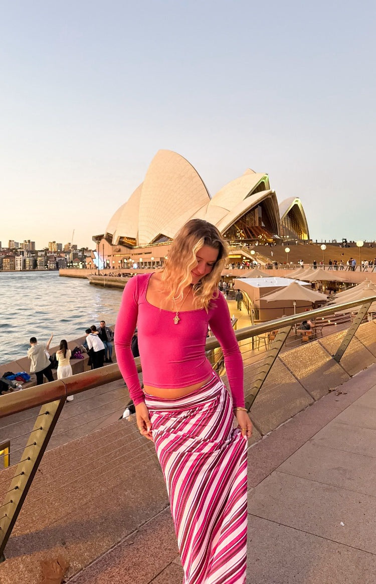 Sasha Pink Multi Stripe Maxi Skirt — 4